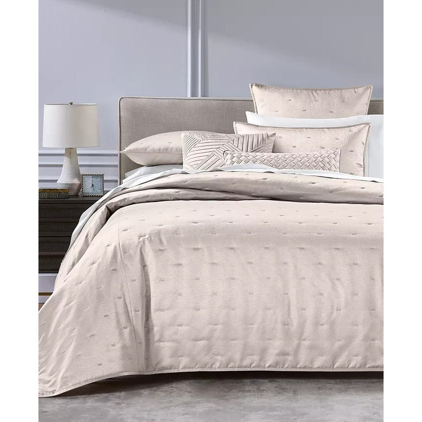Hotel Collection Glint 3 piece Coverlet Set Blush Beige King $500 MSRP