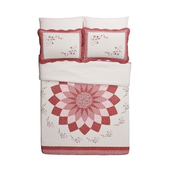 Modern Heirloom Charlotte Bedspread King Red Floral MSRP $260