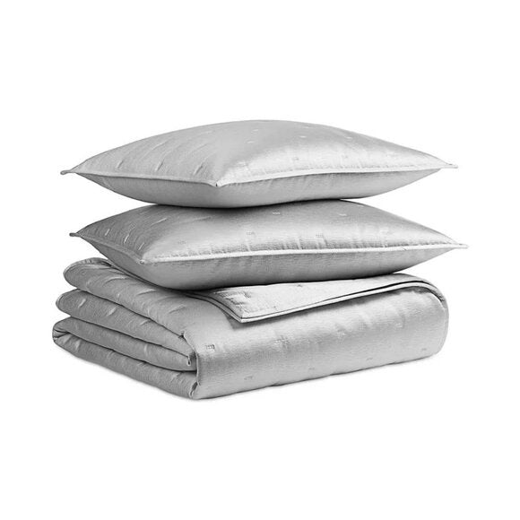 Hotel Collection Glint 3 Piece Coverlet Set Full Queen Silver $430