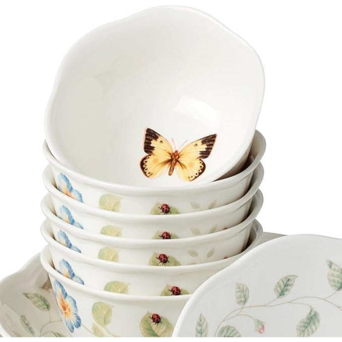 Lenox Butterfly Meadow Porcelain 24-Piece Variety Bowl Set for 6