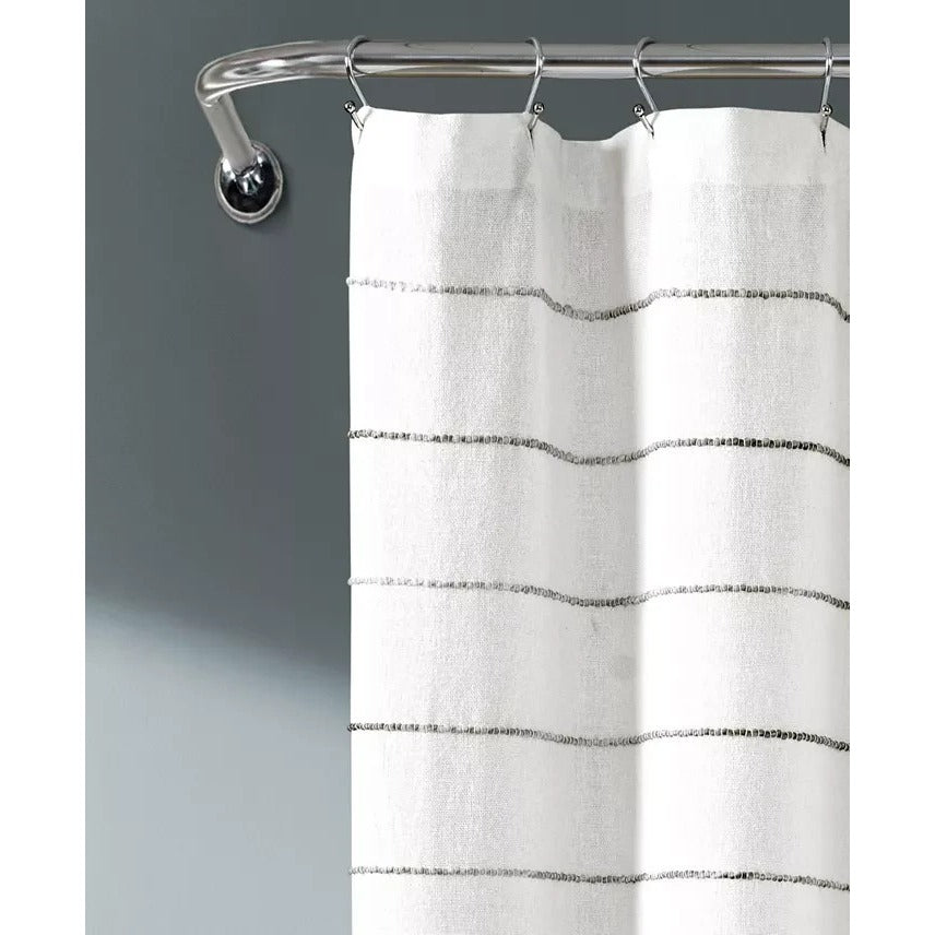 Lush Décor Ombre Stripe Yarn Dyed Cotton Shower Curtain 72x72 Modern Woven $81