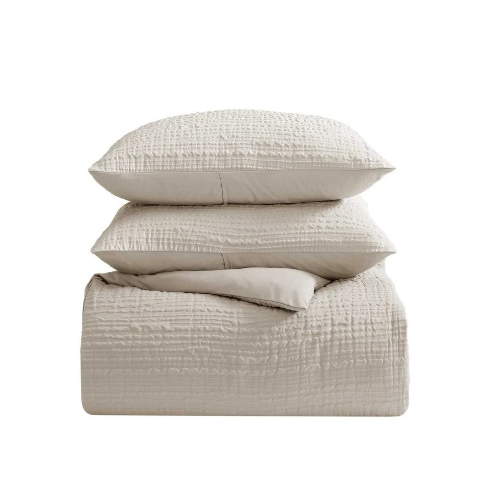 Serenity Wavy Lines Beige Comforter Set $167 Twin