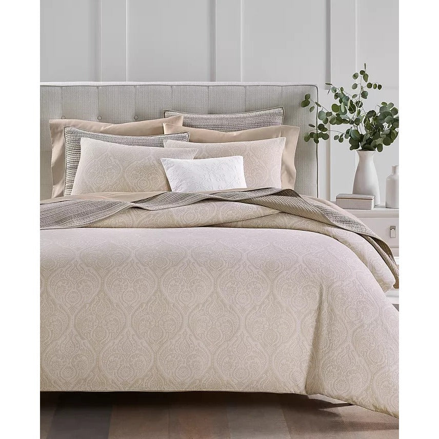 Charter Club Ogee Floral Beige 3 Pc. King Comforter Set