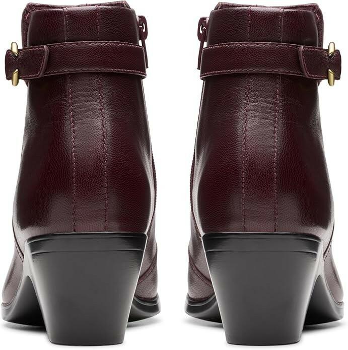 Clarks Womens Emily 2 Belle Ankle Boots Wine Leather 7.5M MSRP $140