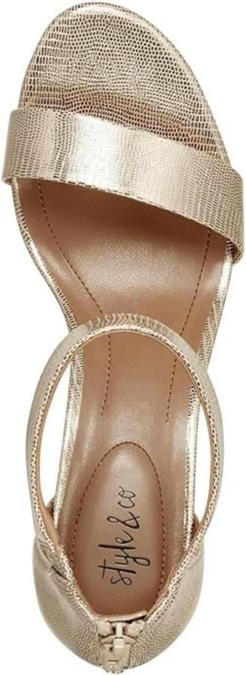 Style & Co Paycee Dress Women’s Block Heel Shoes Gold MSRP $69 Size 7.5