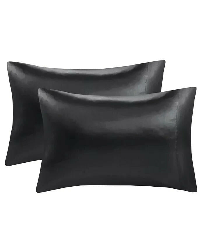 Madison Park Essentials Satin Black King Pillowcase Set of 2 MSRP $20