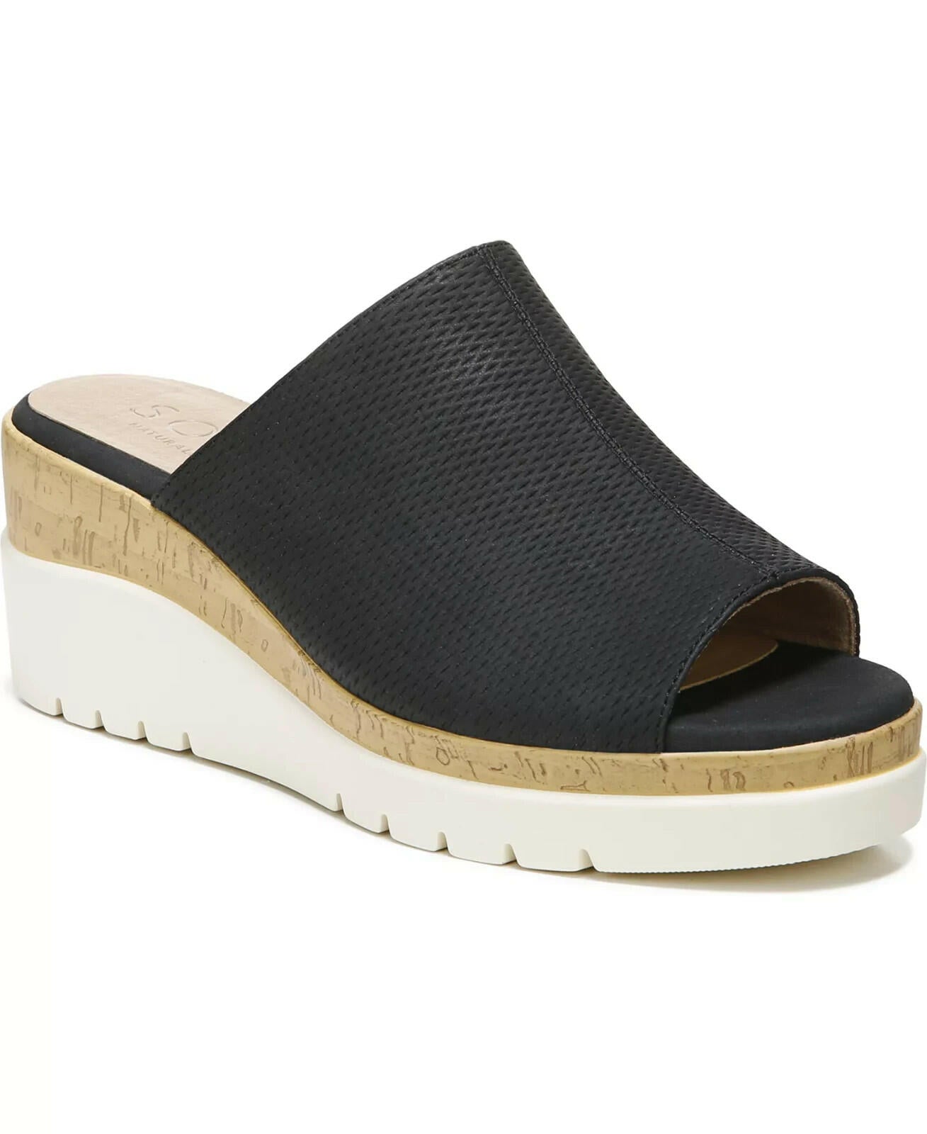 SOUL Naturalizer Goodtimes Mule Wedge Sandal Black 10 New MSRP $89