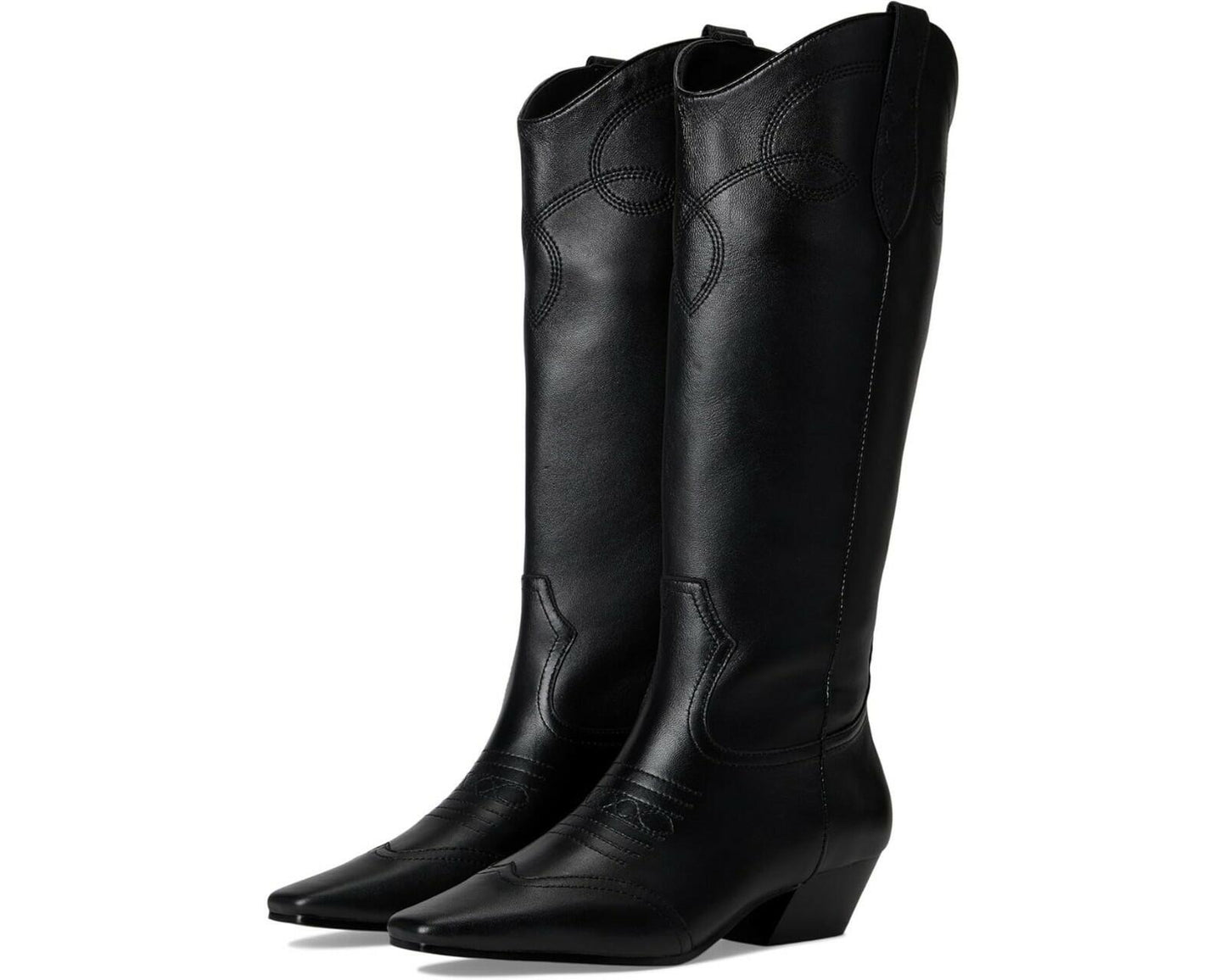 Steve Madden Dollie Western Boots Black 7 Knee High Embroidered $190