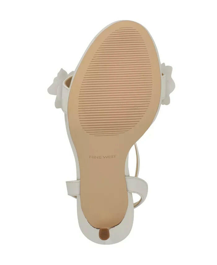 Nine West Womens Lovely Flower Stiletto Sandals White 9 New $99