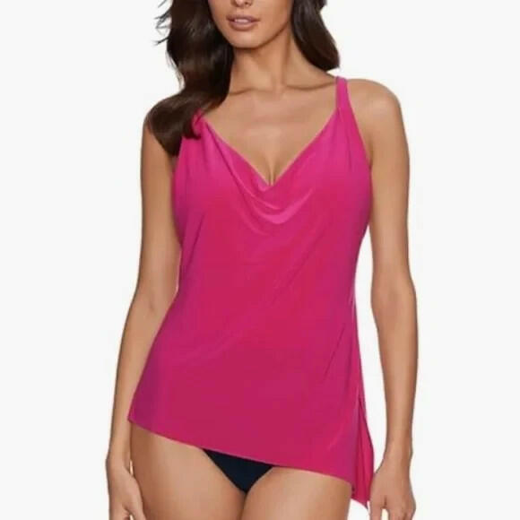 Magicsuit Womens Winnie Scoop Neck Asym Tankini Top 12 Ruby Red $128
