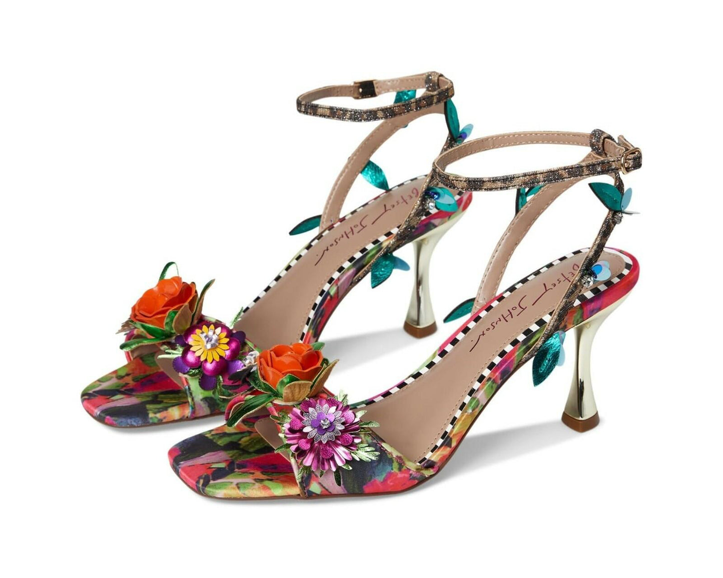 Blue by Betsey Johnson Womens Karra Floral Heels Square Toe 7.5 New $120