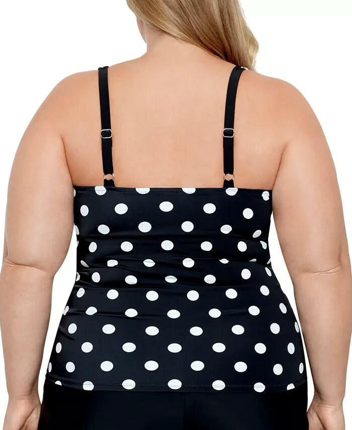 Swim Solutions Plus Size Tummy Control Tankini Top 22W Polka Dot $84
