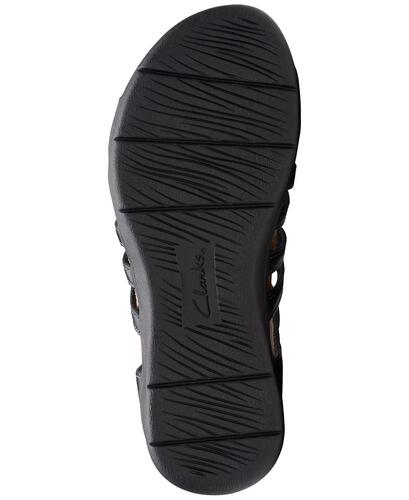 Clarks Womens April Belle Strappy Slandals Black Leather 7W