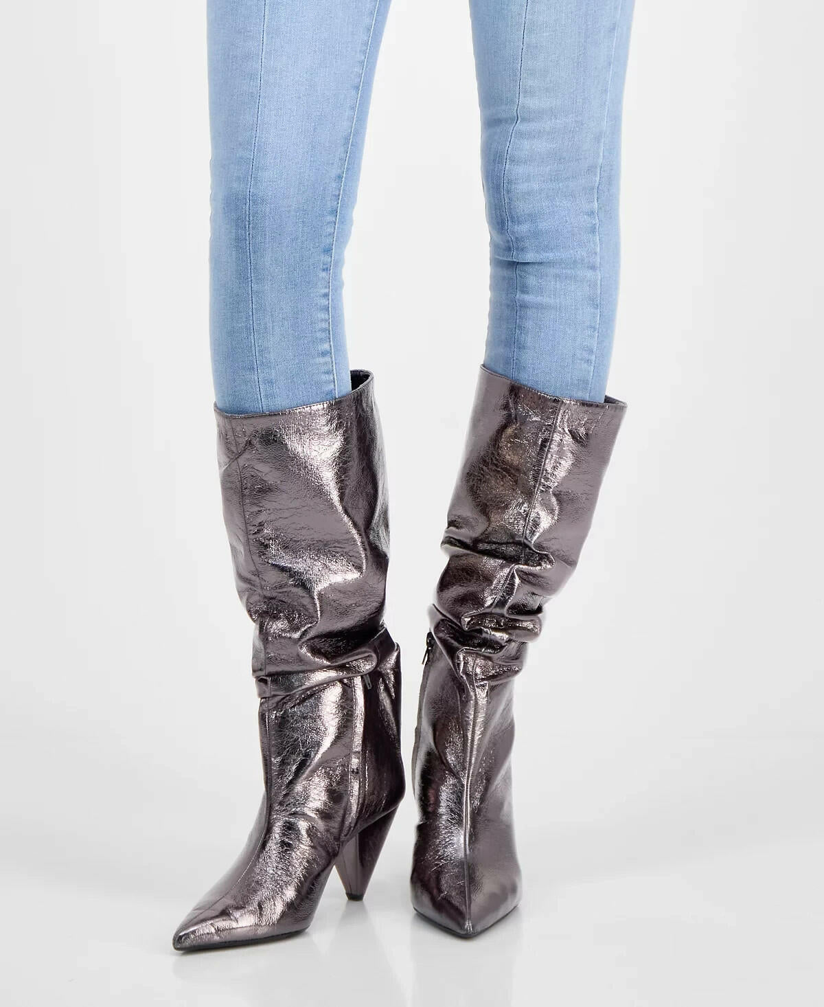 INC International Concepts Womens Diiannaa Slouch Boots 7 Pewter MSRP $129
