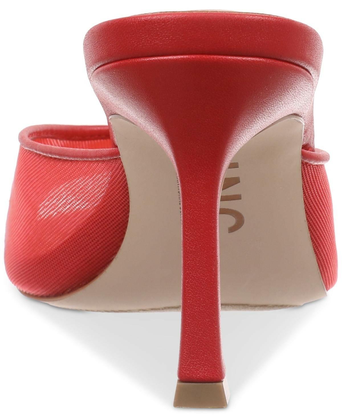 INC Womens Alissa Mesh Peep Toe Sculpted Heel Slide Sandals Red 8 $89