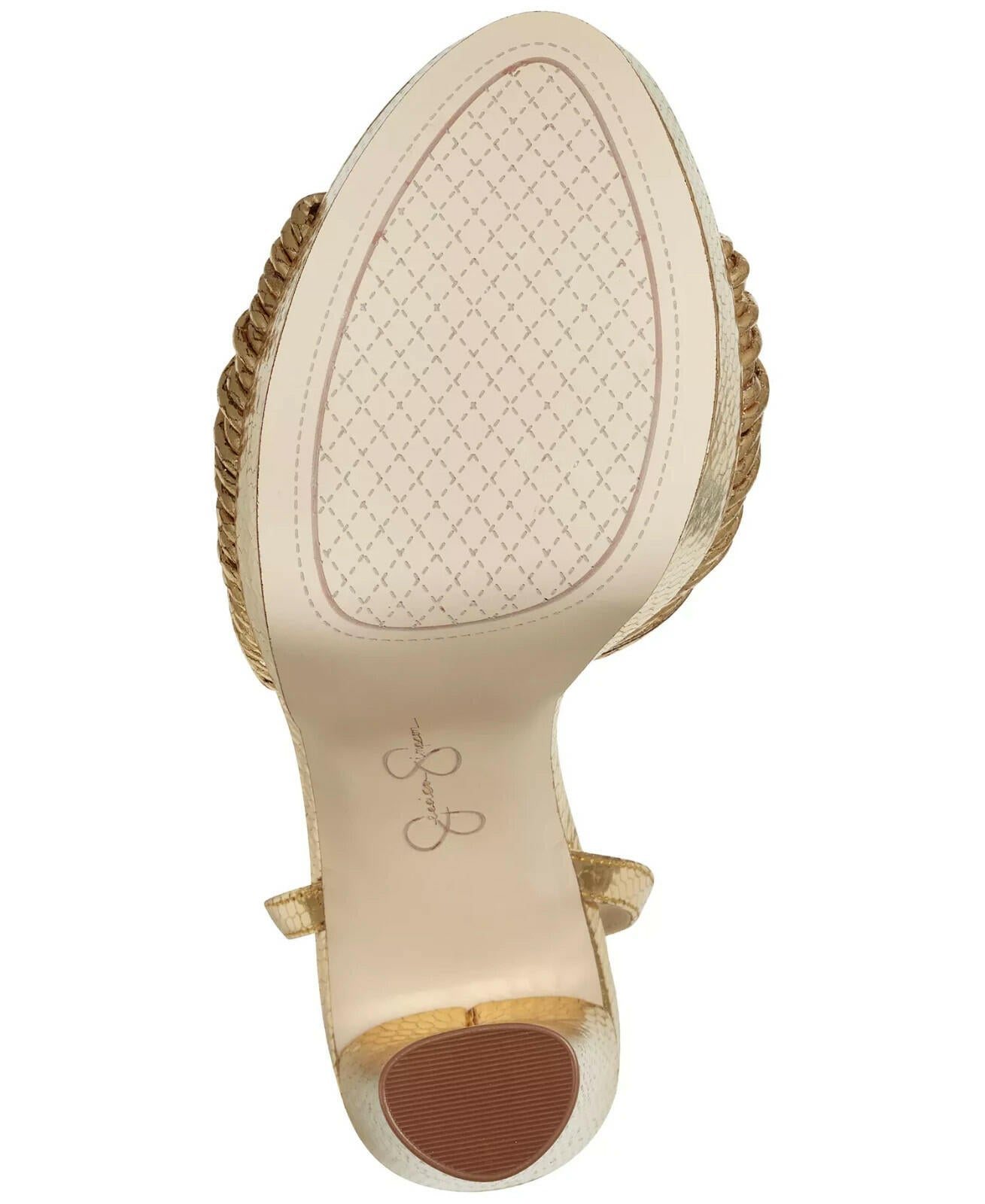 Jessica Simpson Womens Immie Platform Block Heel Sandals Gold 6.5 $99
