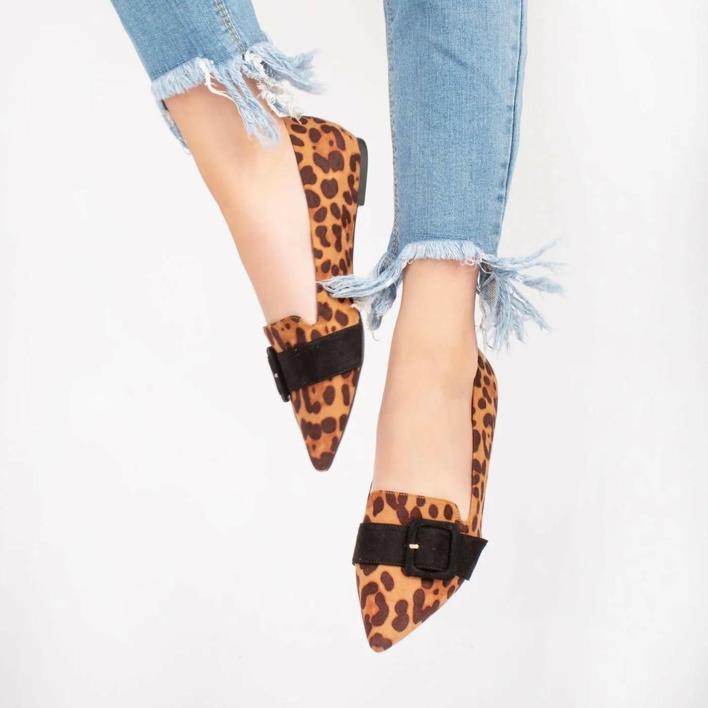 Journee Collection Audrey Flats – Women’s Leopard Faux Suede, Size 8 MSRP $50