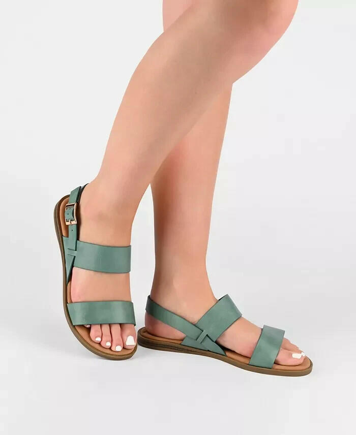 Journee Collection Womens Lavine Double Strap Sandals Brown Size 11 MSRP $59