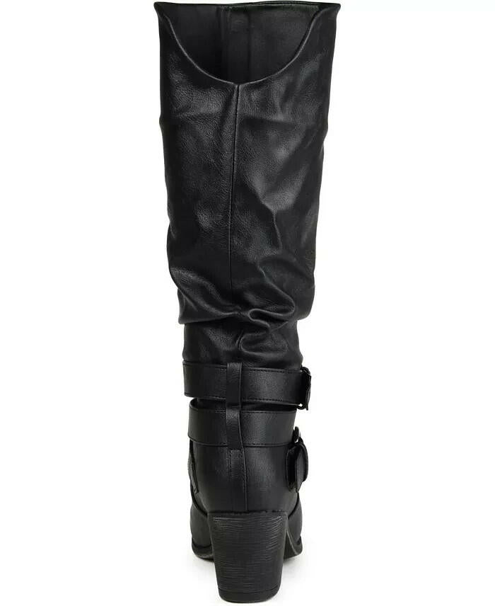 Journee Collection Late Rouched Buckle Boot Dark Brown 10 New $120