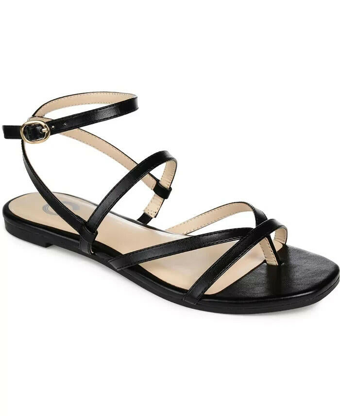 Journee Collection Serissa Flat Sandals Women’s Strappy Black 9.5 MSRP $79