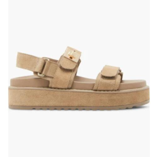 Steve Madden Big Mona Platform Sandals – Women’s Taupe Suede, Size 9.5, Comfort