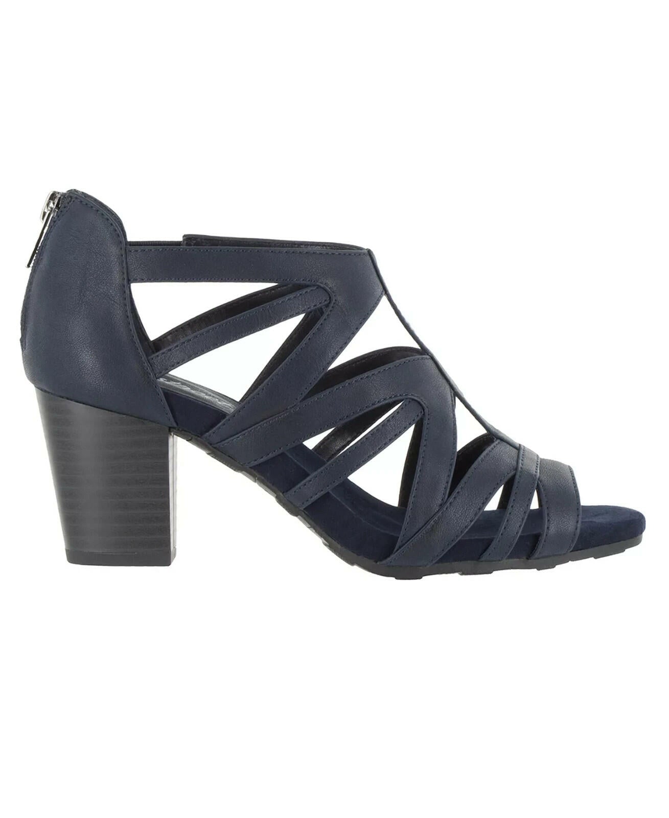Easy Street Amaze Sandals 8.5 Navy Block Heel MSRP $89