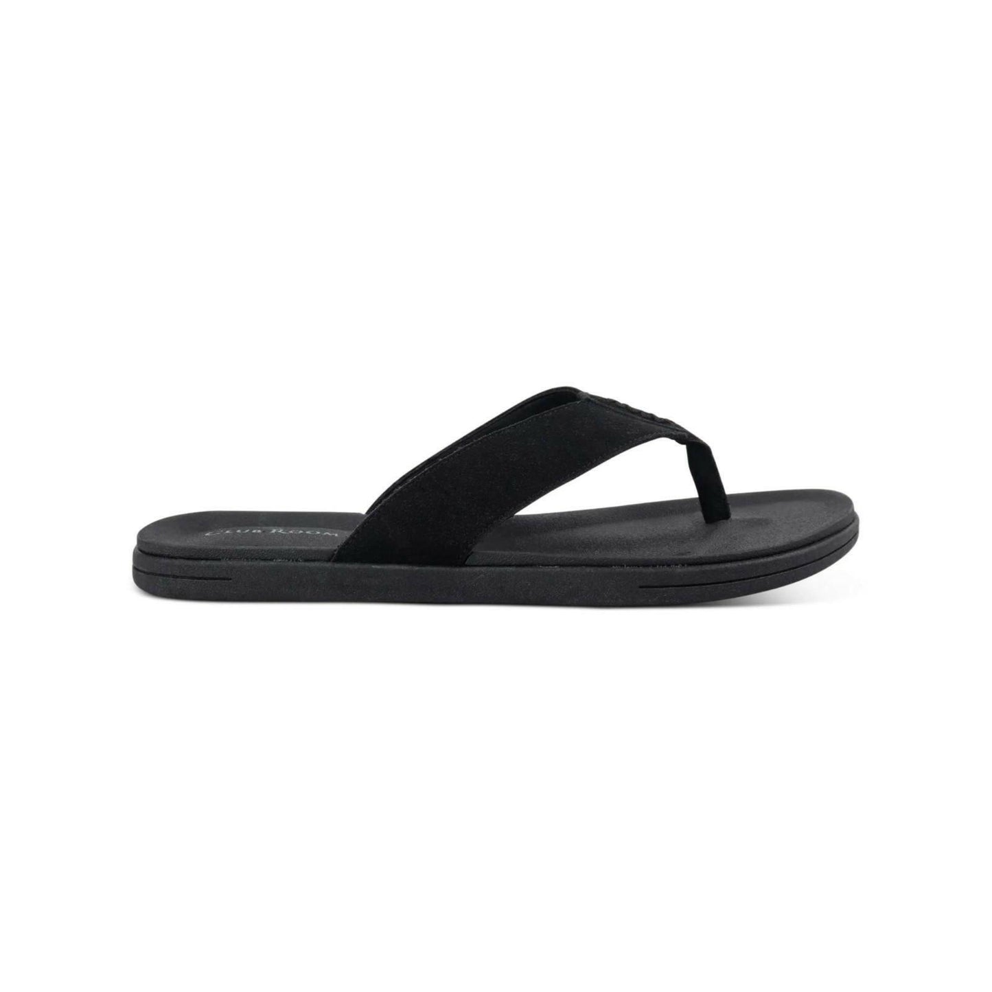 Club Room Riley Flip Flop Sandals Mens Black Padded Slip On Size 13