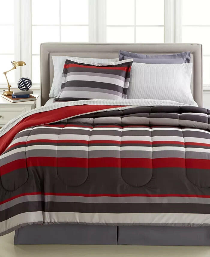 Fairfield Square Austin Stripe Reversible 8 Piece Comforter Set Full $100