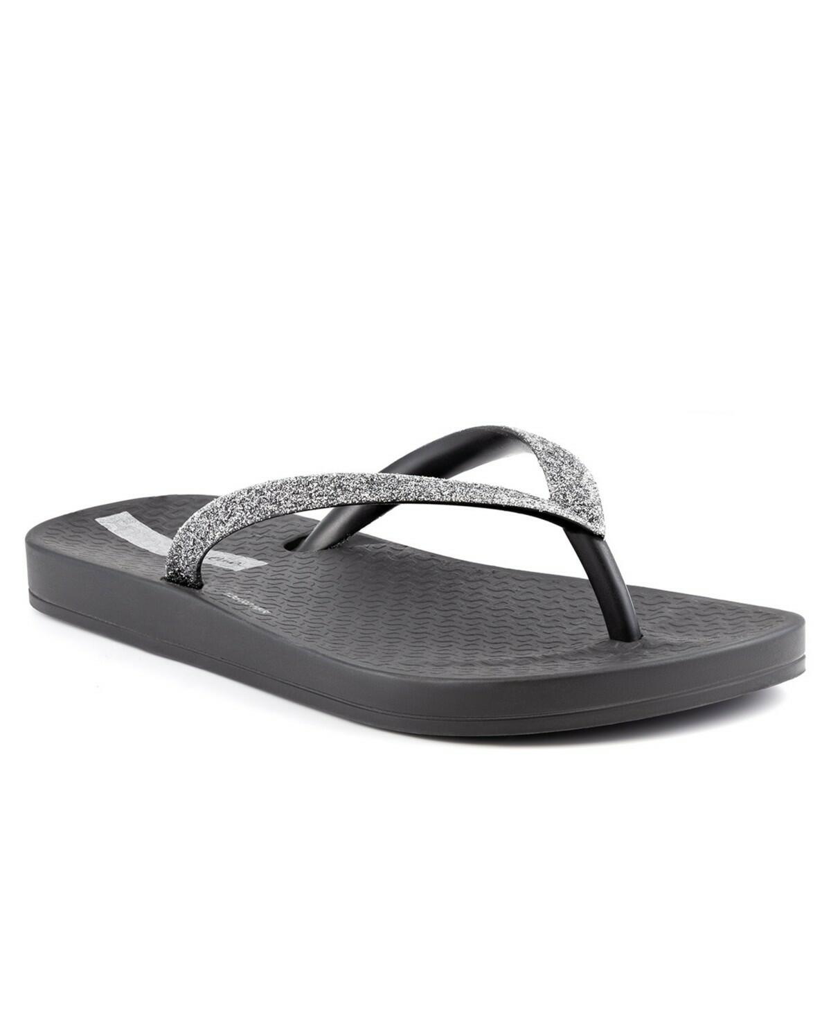 Ipanema Womens Ana Sparkle Flip Flop Sandals Black 7 New $30