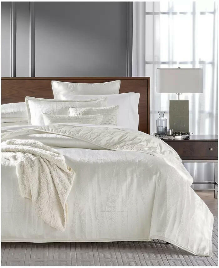 Hotel Collection Fractured Geo Comforter NEW Set King White MSRP $625