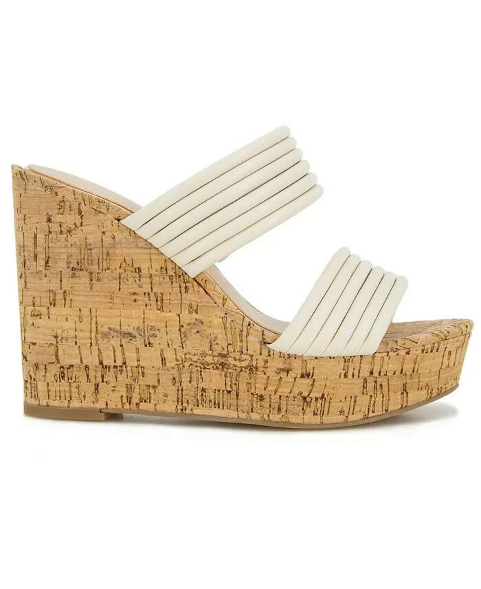 Kenneth Cole New York Cailyn Wedge Sandal Ecru 7.5 New MSRP $119