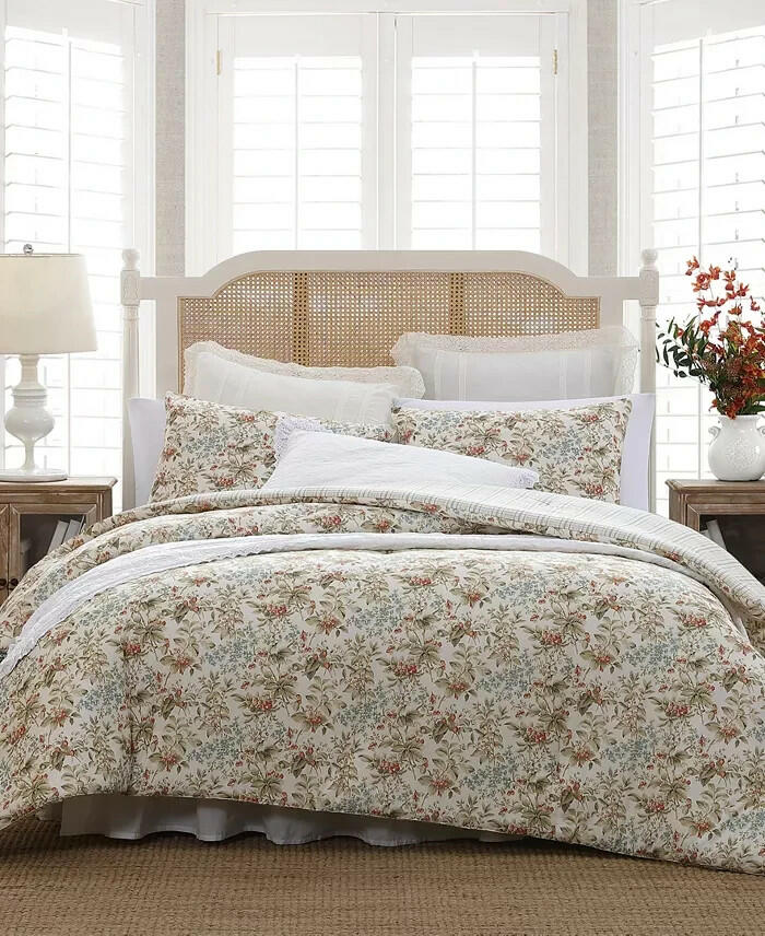 Laura Ashley Bramble Floral Reversible Comforter Set Twin MSRP $250