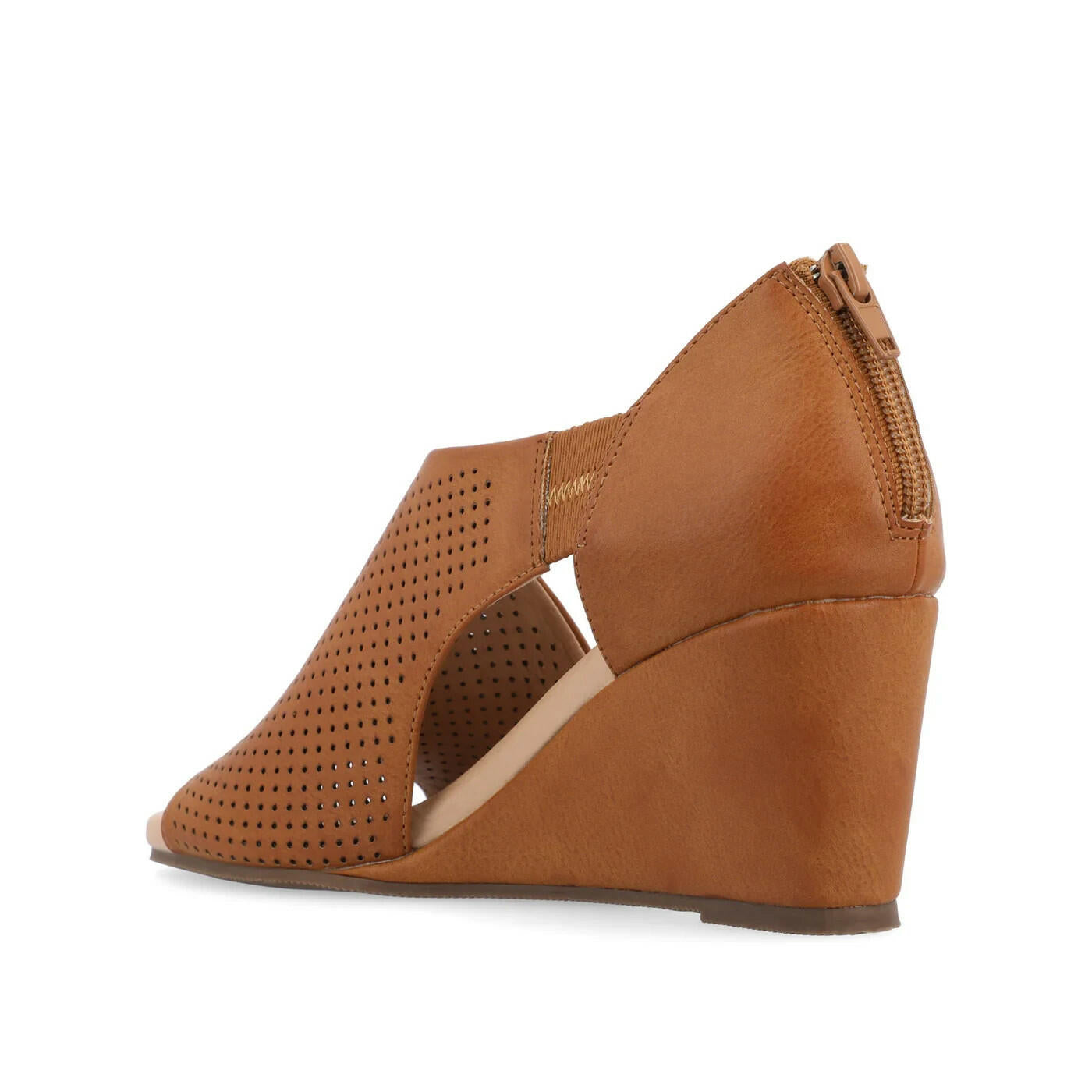 Journee Collection Aretha Wedge Heel Sandal 8.5 Brown New $75