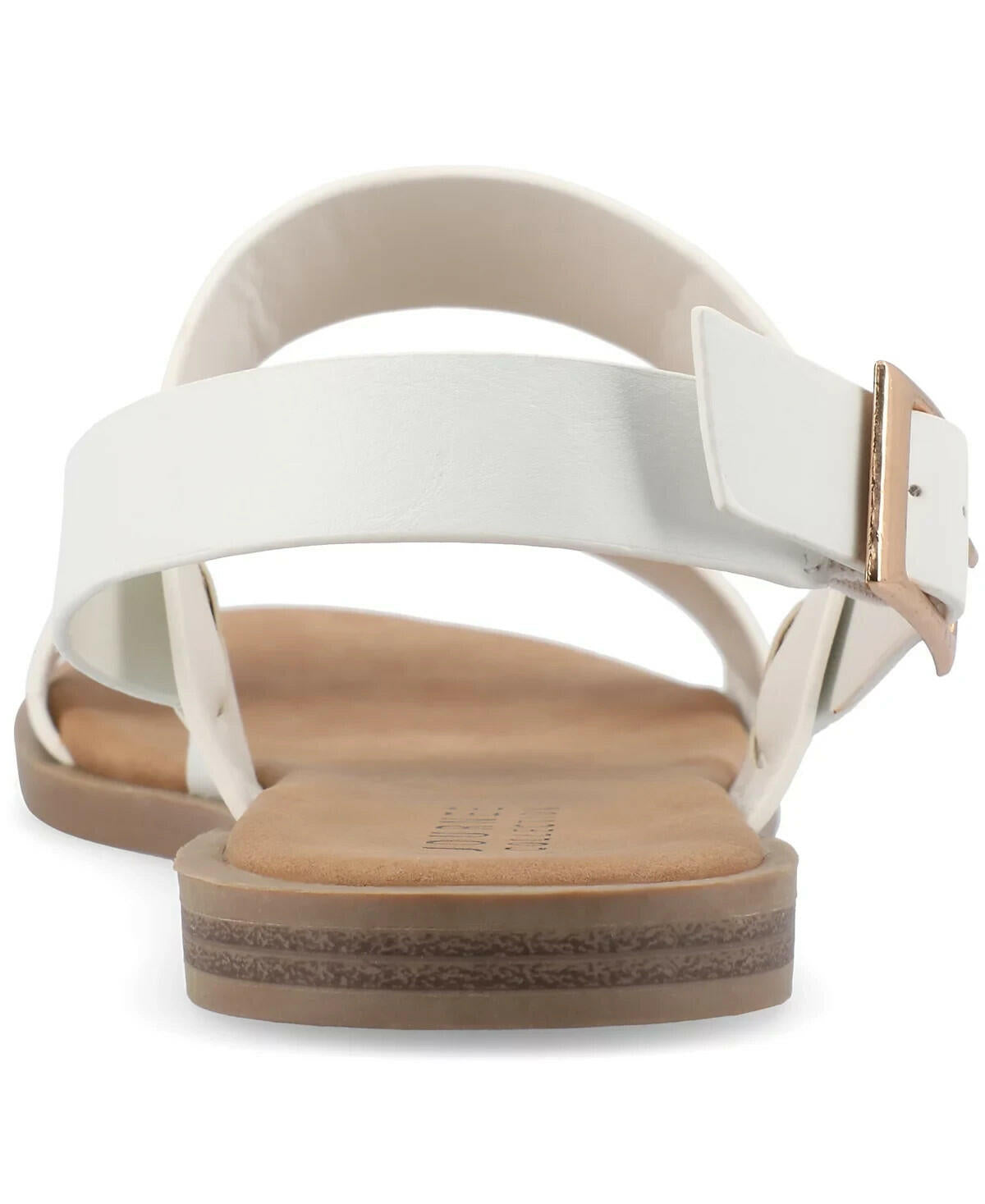 Journee Collection Womens Lavine Double Strap Sandals White 8W MSRP $59