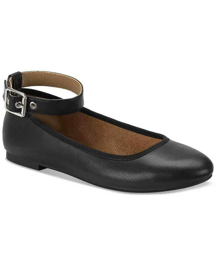 Sun + Stone Luellaa Buckle Ankle Strap Ballet Flats Black Size 10 $50