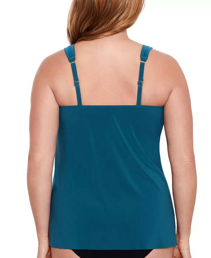Miraclesuit Plus Size Razzle Dazzle Tankini Top 18W Nova Blue MSRP $142