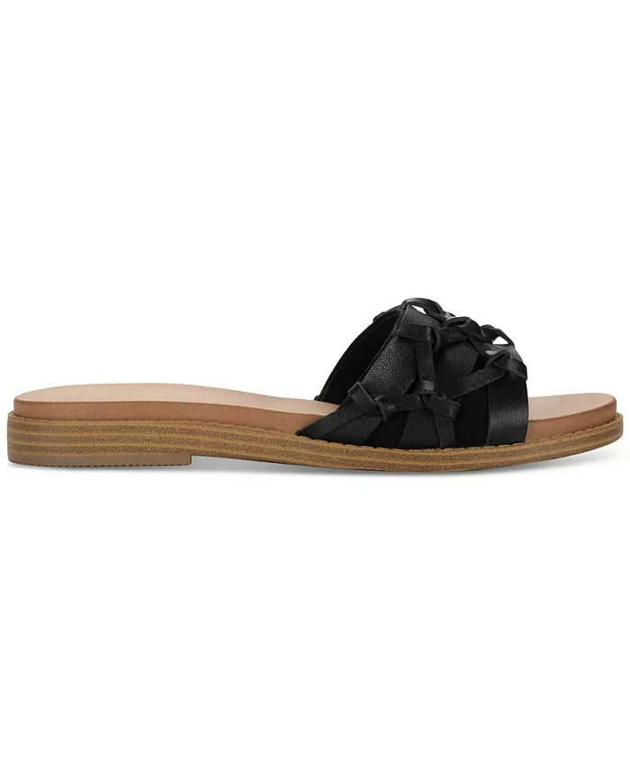 Style and Co Womens Micahh Flat Slide Sandals Black 6 New $69