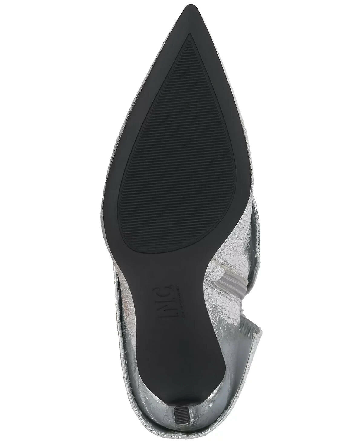 INC Womens Sabeel Cuff Stiletto Booties Silver Crinkle 8.5 MSRP $99