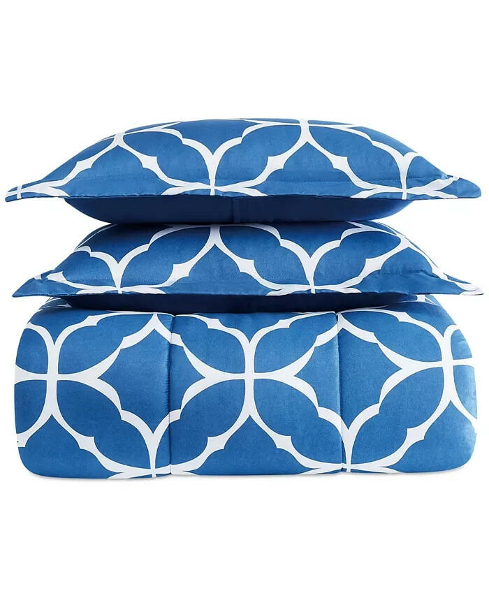 Pem America Harmony 8 Pc Comforter Set Blue and White Queen $100