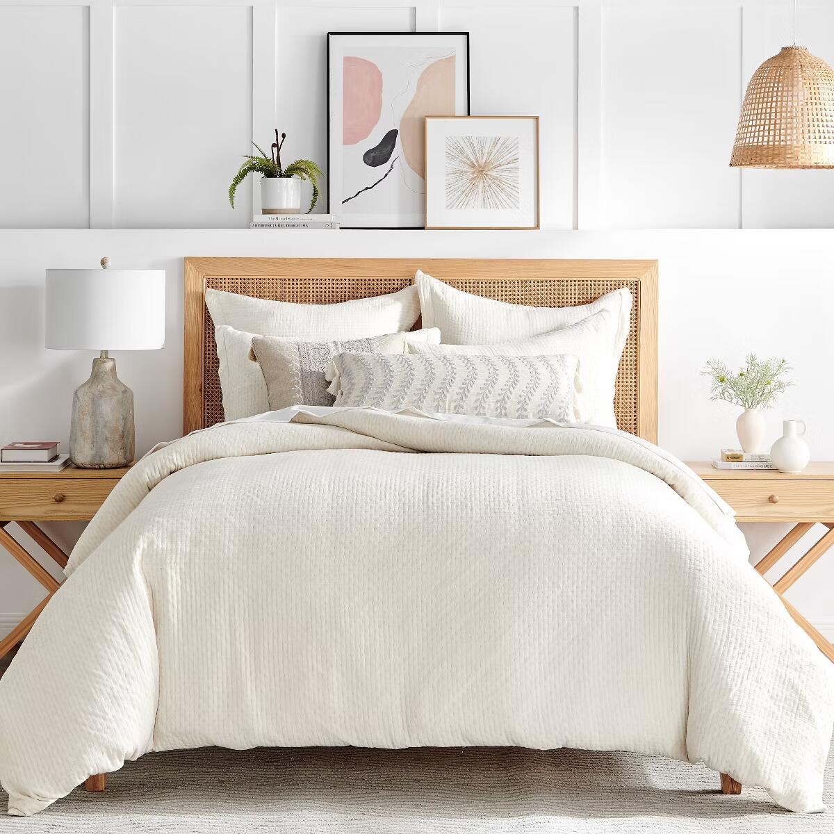 Levtex Reede Muslin Duvet Set Cream King NEW MSRP $169