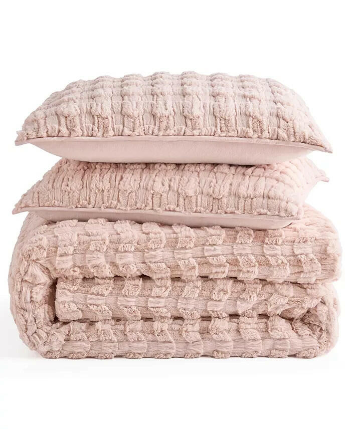 UGG Denai Faux Fur Reversible Comforter Set Full Queen Pink $170