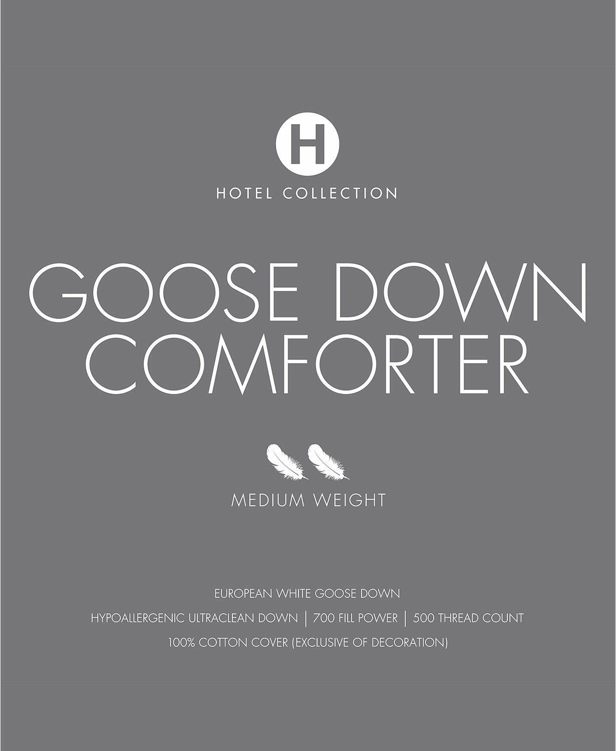 Hotel Collection European White Goose Down Medium Weight King Comforter, Hypoallergenic UltraClean Down