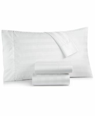 Charter Club Stripe 550 Thread Count Cotton Twin Sheet Set White $70