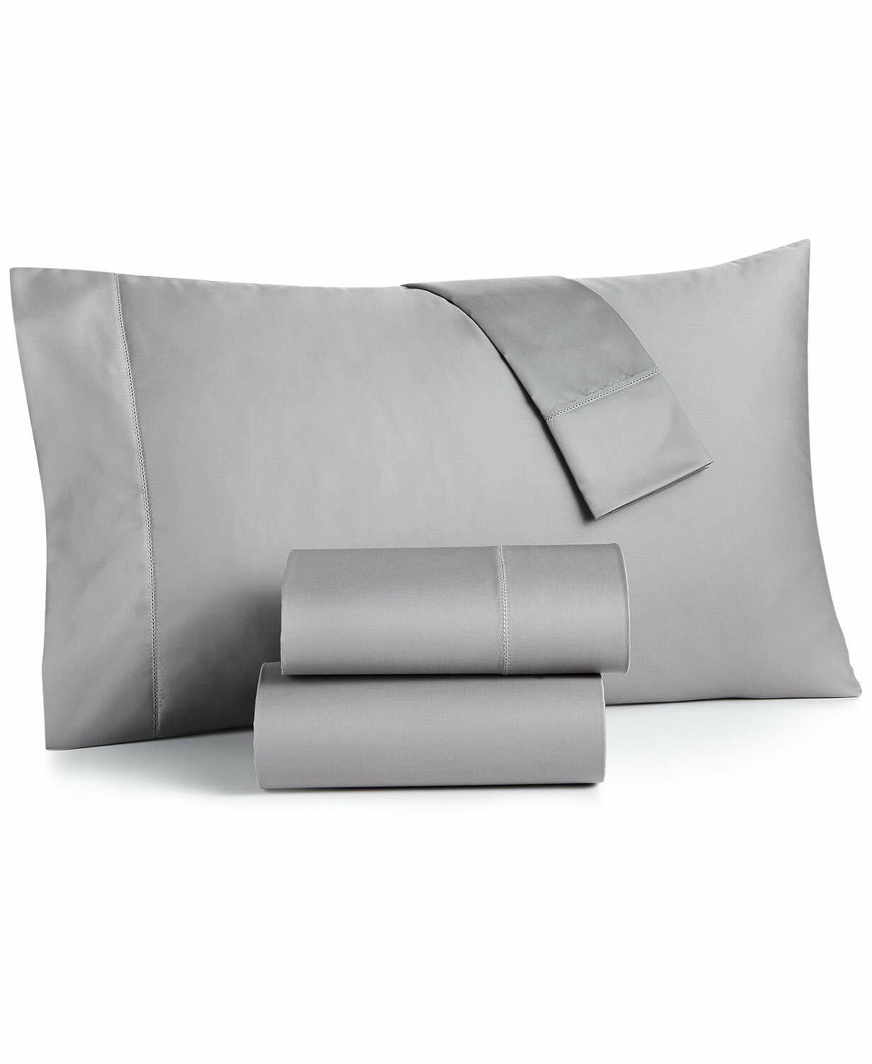 Charter Club Damask Solid 550 Thread Count Supima Cotton 3 Piece fitted Sheet Set Smoke