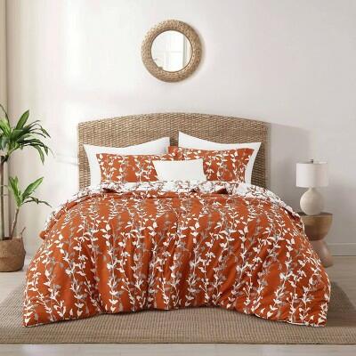 Nanshing 3pc King Marilla Comforter Set Terracotta Orange