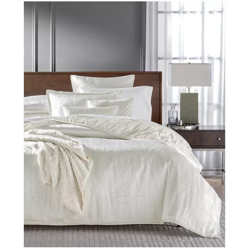 Hotel Collection Fractured Geo Comforter NEW Set King White MSRP $625