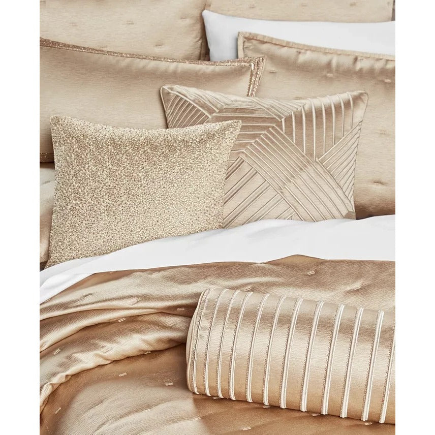 Hotel Collection Glint 3 Piece Coverlet Set New Full Queen Gold MSRP $430