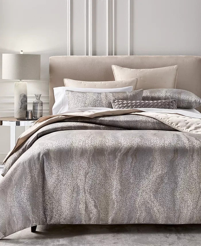 Hotel Collection Terra 3Pc Duvet Cover Set King Gray Taupe MSRP $550