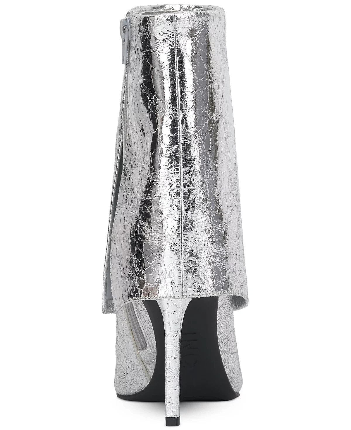 INC Womens Sabeel Cuff Stiletto Booties Silver Crinkle 8.5 MSRP $99