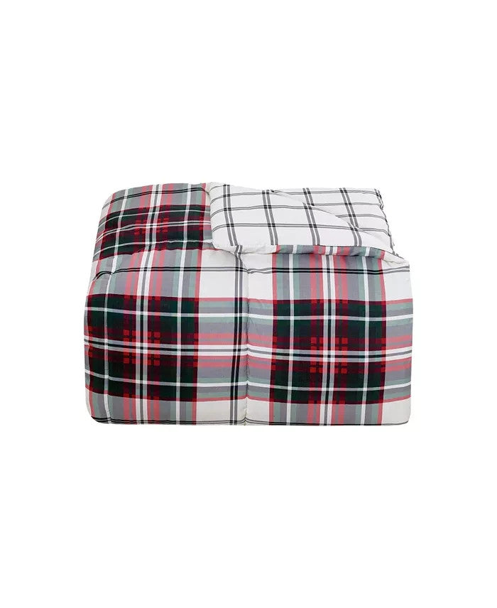 Sunham King Plaid Comforter Set 3PC Red Green White $80